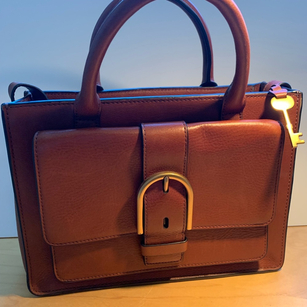 Fossil Rich Brown Leather Satchel
